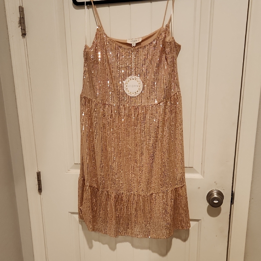 Umgee Gold Sequin Mini Dress